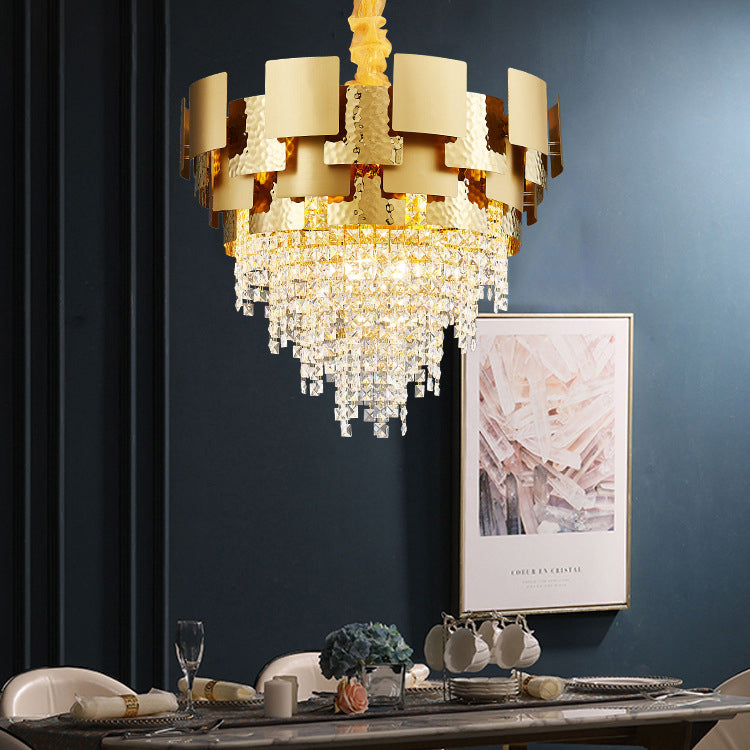 Luxury Rectangular Round Gold High Class Crystal Chandelier