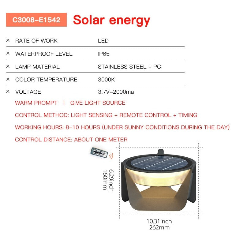 Solar LED Fence Gate Pillar Head Lamp Outdoor