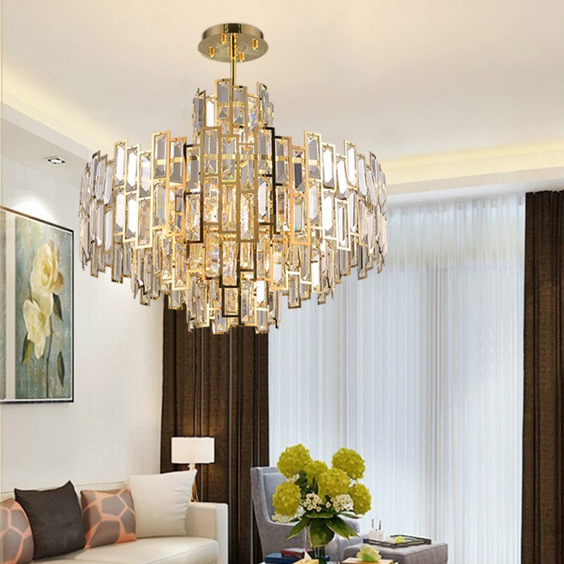 Round Gold Crystal Desinger Chandelier