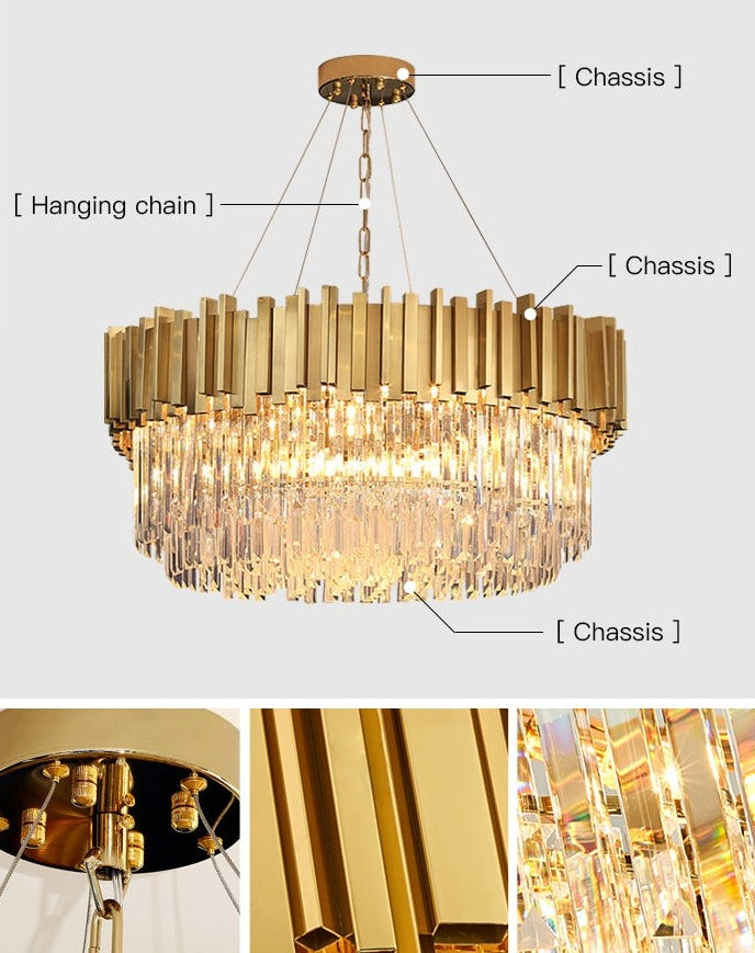 Modern Stainless Steel Luxury Crystal Chandelier