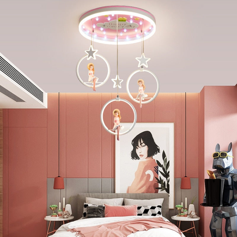 Nordic Girl Bedroom Decor Ceiling Chandelier