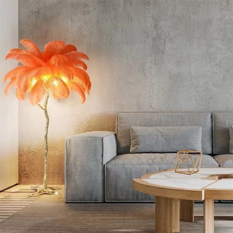 Luxury Modern Ostrich Feather Palm Tree Floor Lamp