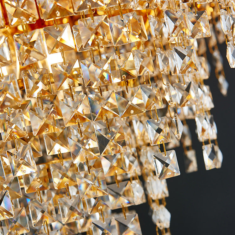 Luxury Rectangular Round Gold High Class Crystal Chandelier