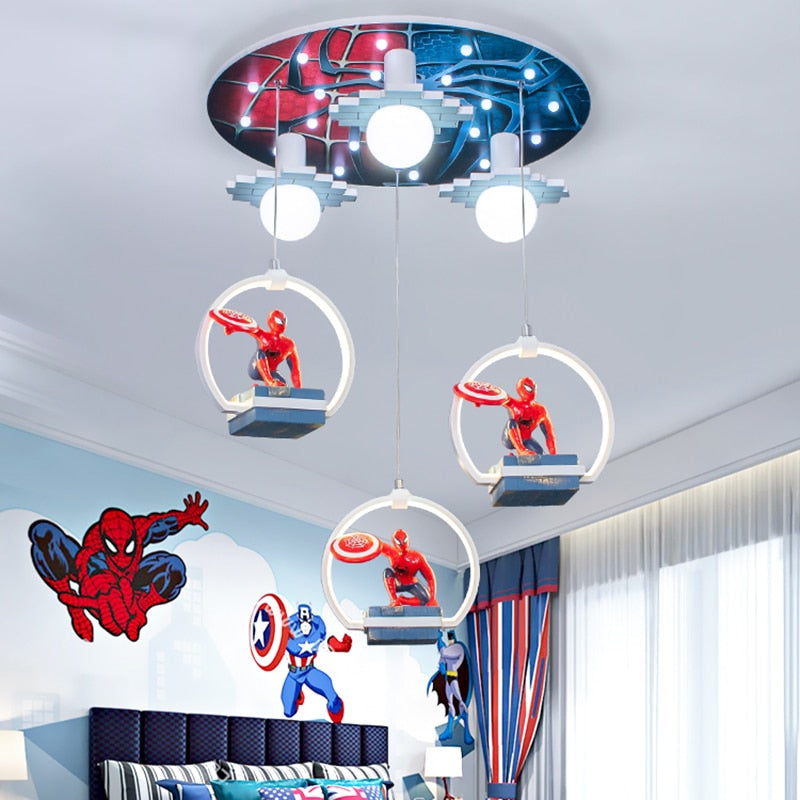 Kids Bedroom Decor Spider Man Figures Chandelier