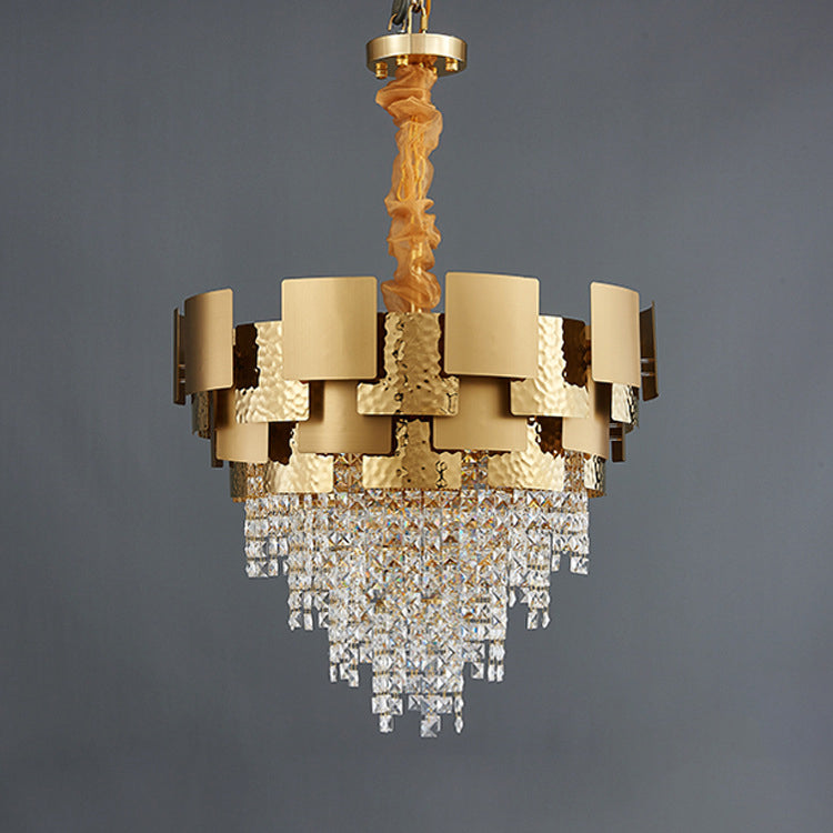 Luxury Rectangular Round Gold High Class Crystal Chandelier