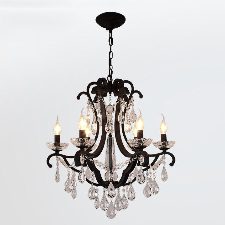 Rustic Chandelier Black Crystal Hanging Light