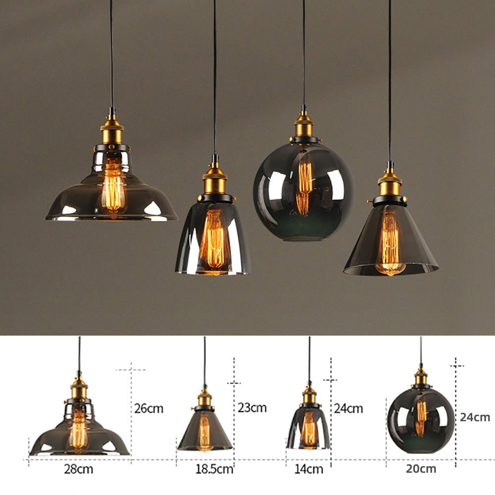 Industrial Retro Smoky Glass Vintage Pendant Lights