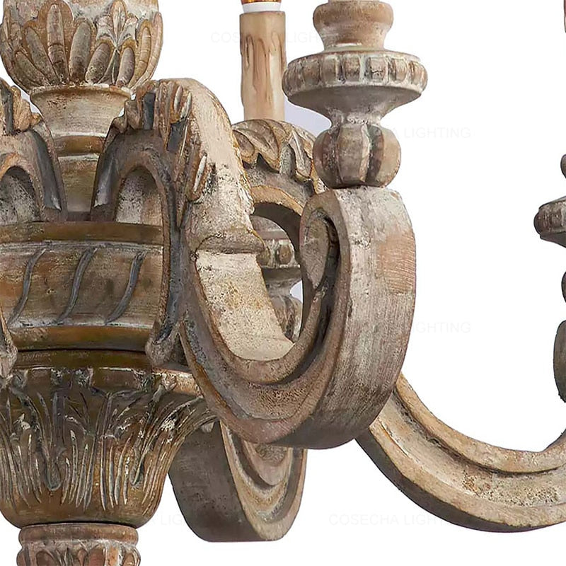 Roman Pillar Wooden Chandelier