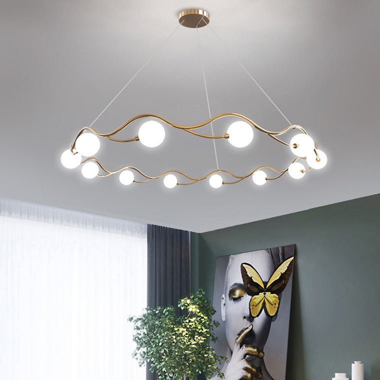 Horizontal Circle Milk White Ball Chandelier