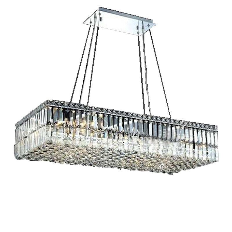 Modern Crystal Pendant Light Lighting Chrome Crystal Pendant Light Fixture Rectangle Light Guaranteed 100%