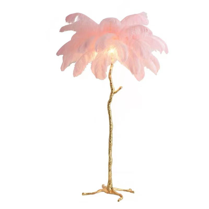 Luxury Modern Ostrich Feather Palm Tree Floor Lamp