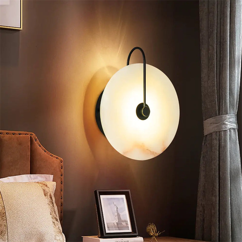 Modern Disc Alabaster Wall Sconce