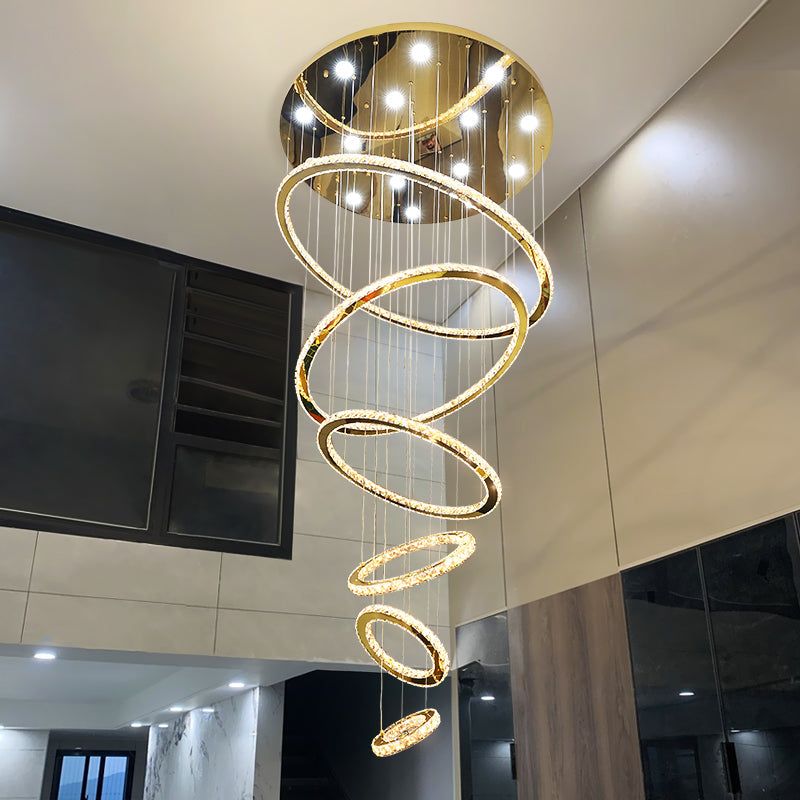 Rings Chandeliers for Loft Villa Duplex Design - Gold