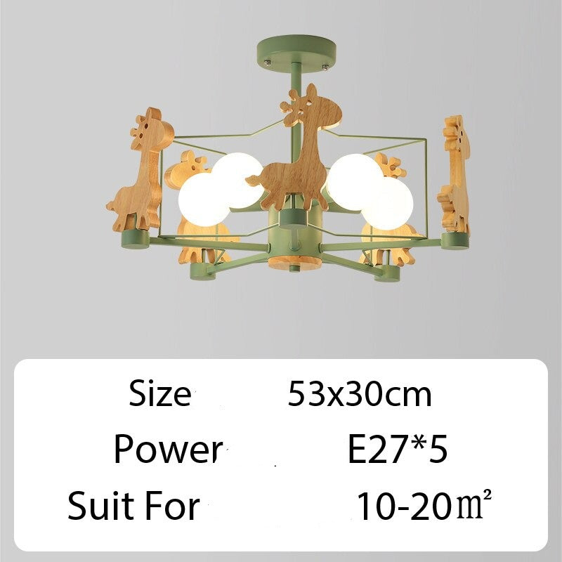 Wood Horse Kids Chandelier