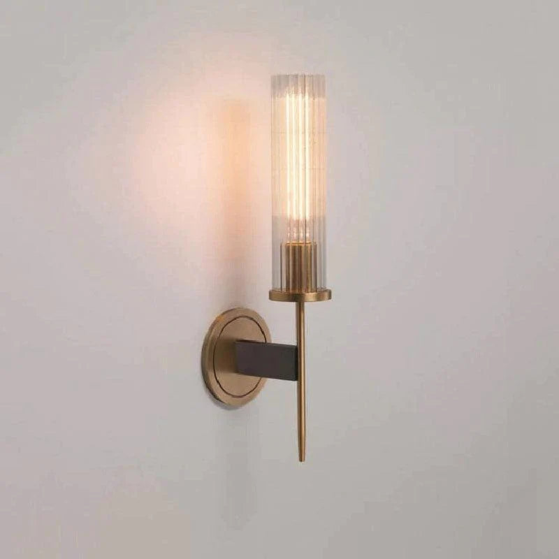 Industrial Wind K9 Crystal Candlestick Wall Sconce, Brass