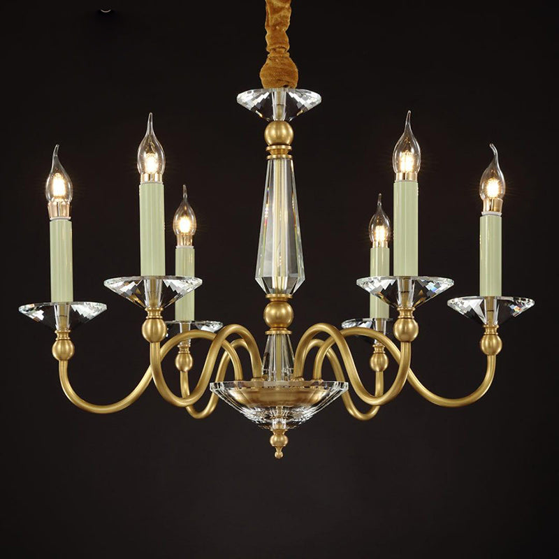 American style crystal candle chandelier with 6 lights 26"