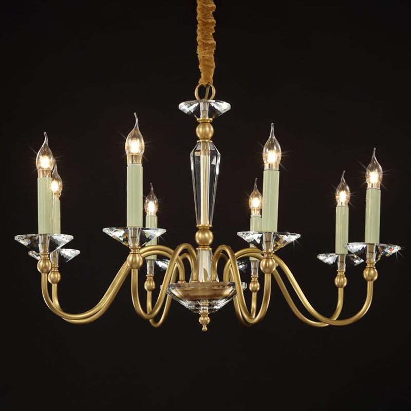 American Style Crystal Candle Chandelier With 8 Lights W32"