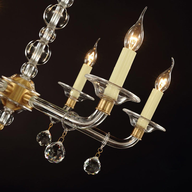 AmPremiumHomean Country Style Crystal Candle Chandelier With 6 Lights W27"