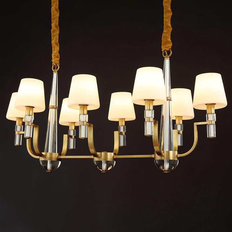 AmPremiumHomean simple and classic chandelier made of copper and textile with 8 lights W40"