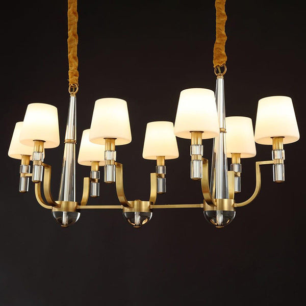 American simple and classic chandelier made of copper and textile with 8 lights W40"