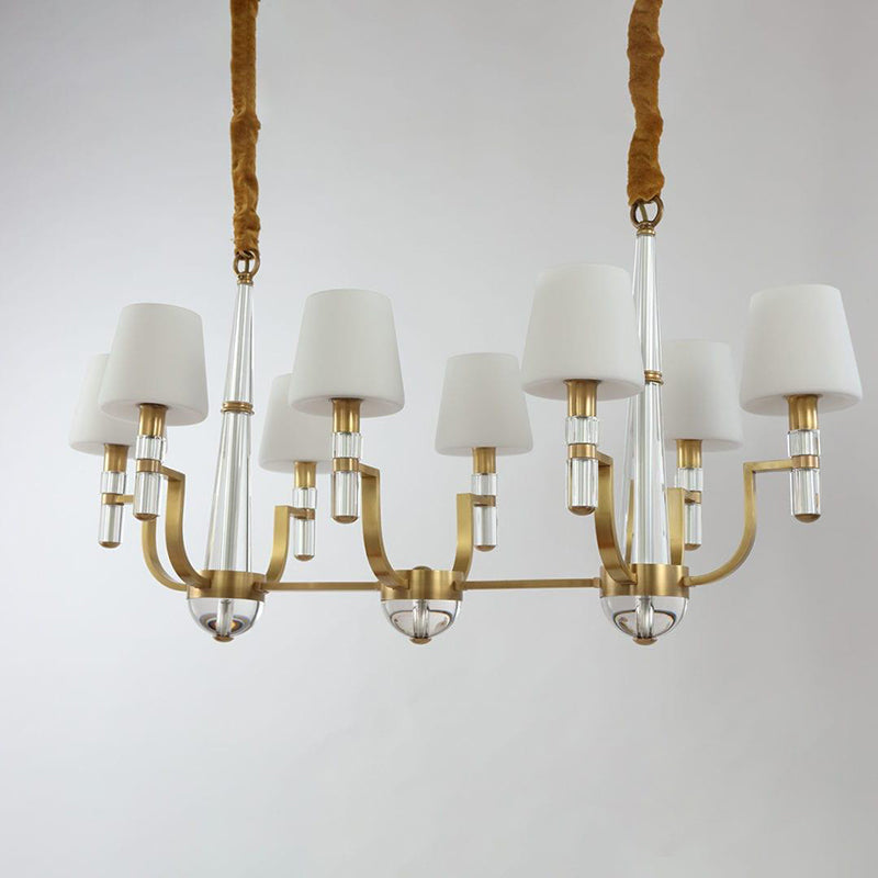 AmPremiumHomean simple and classic chandelier made of copper and textile with 8 lights W40"