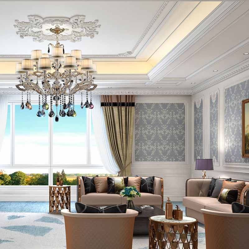 AmPremiumHomean Classic Design Fabric Copper Chandelier W37