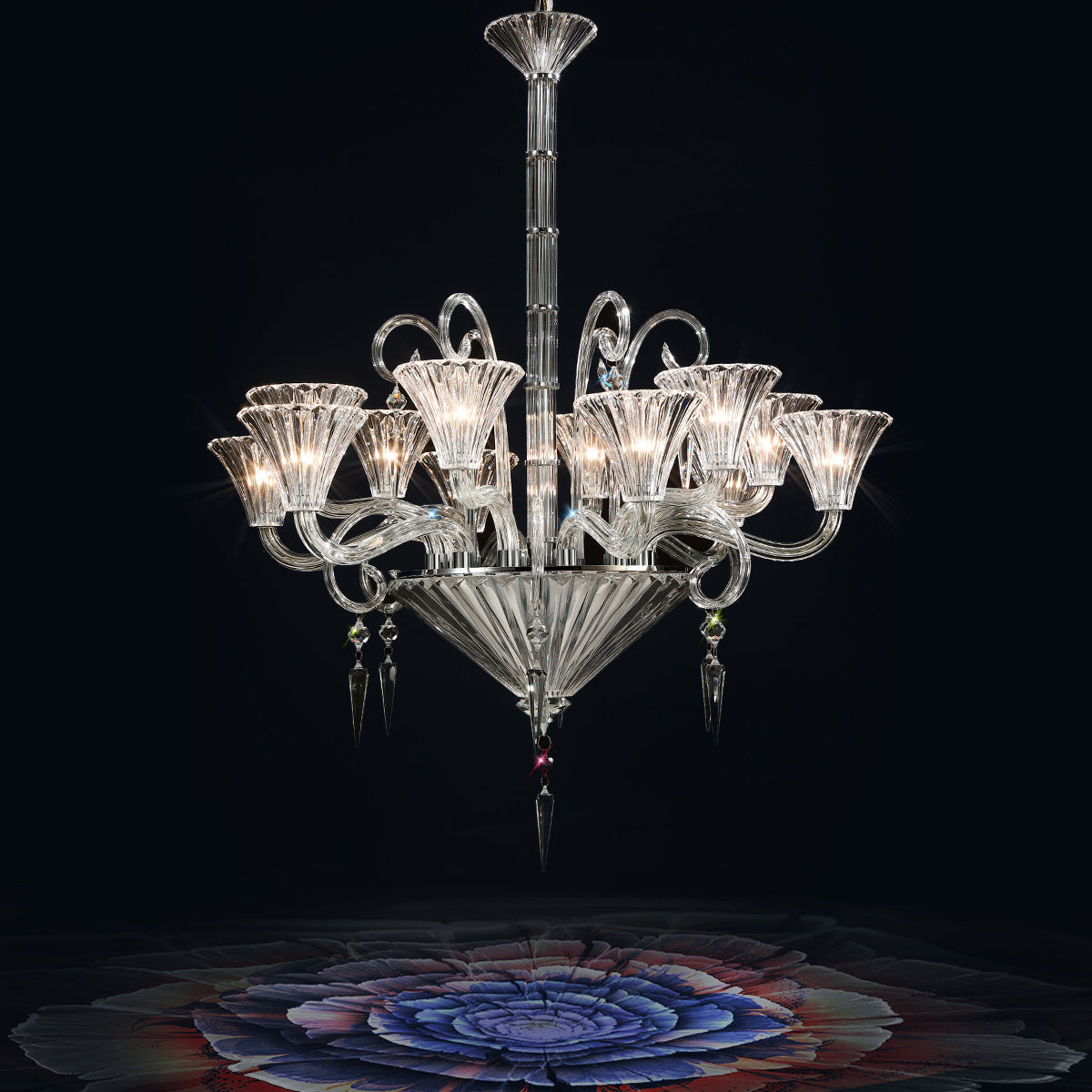 Beautiful vintage design crystal glass chandelier W 35″