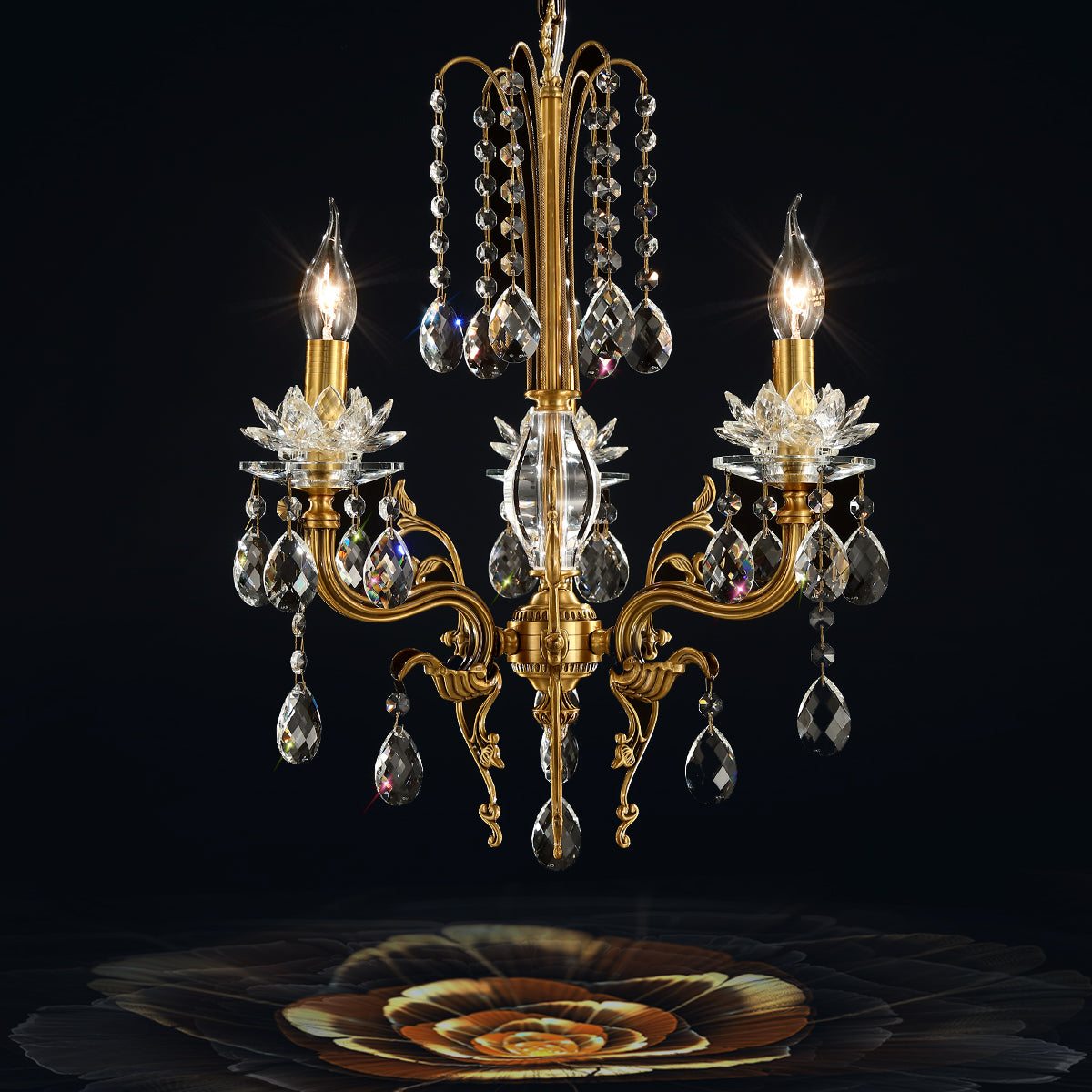 Beautifully crafted crystal brass chandelier W 18″