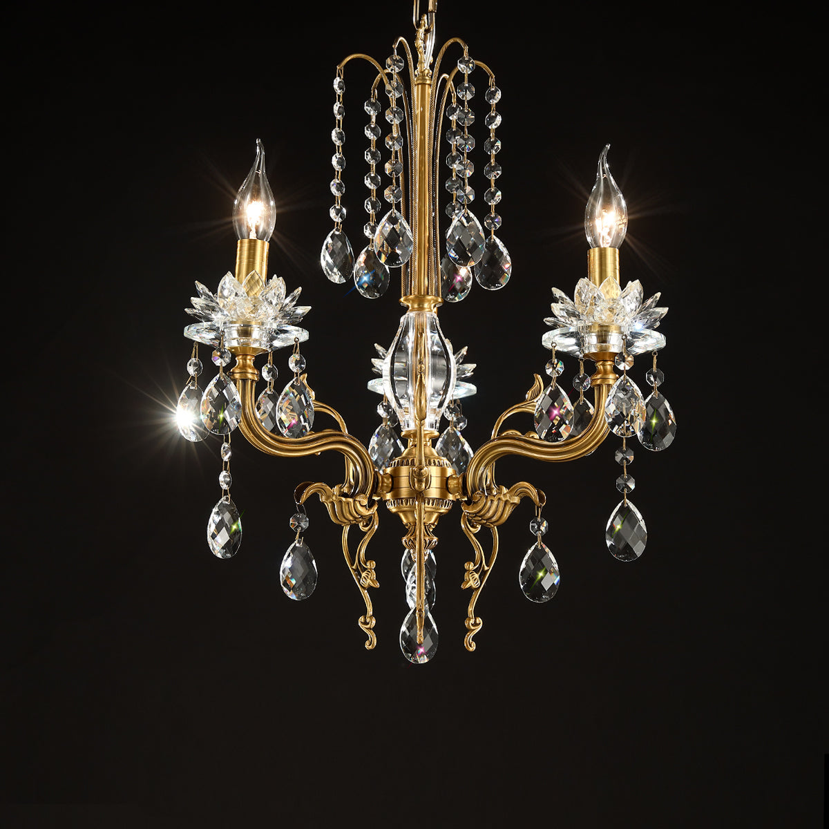 Beautifully crafted crystal brass chandelier W 18″