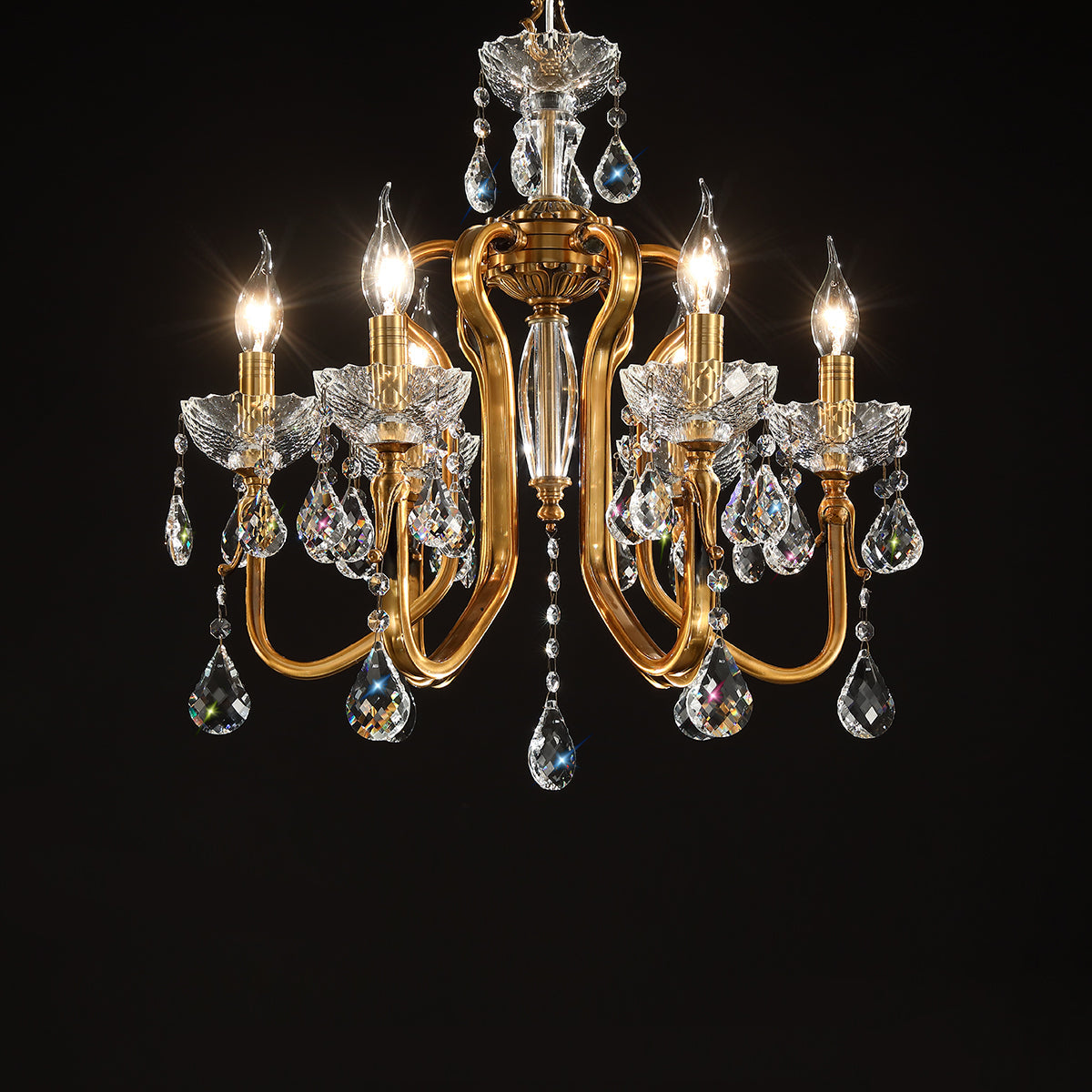 Beautifully crafted crystal brass chandelier W 20″