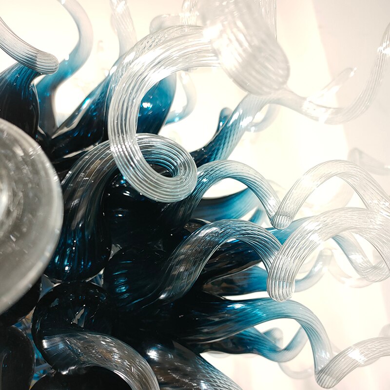 Luxury Glass Ball Chandeliers Fancy Art Aegean Blue Shade Ball Led