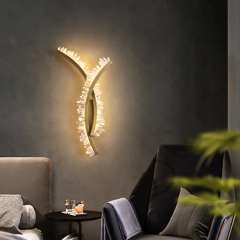 Mamie Rock Crystal Bracket Wall Sconce, Indoor Wall Lamp