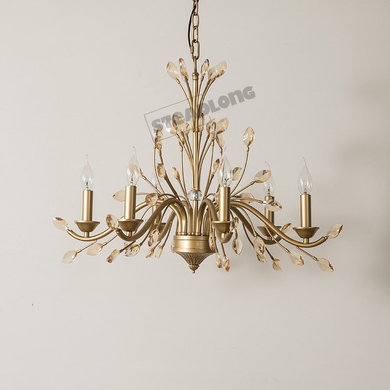 Modern Crystal Branche Chandelier - Brass