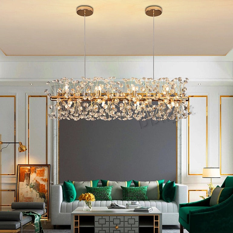 Gold Luxury Crystal Long Chandelier