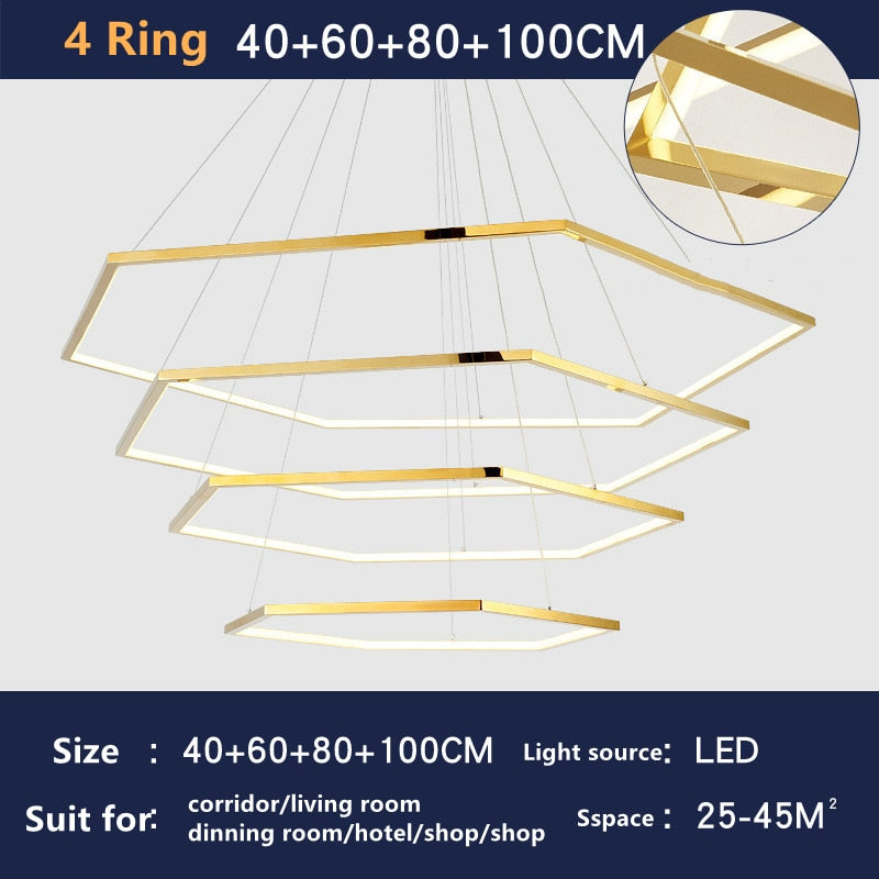 New Post-Modern Luxury Gold Chandelier