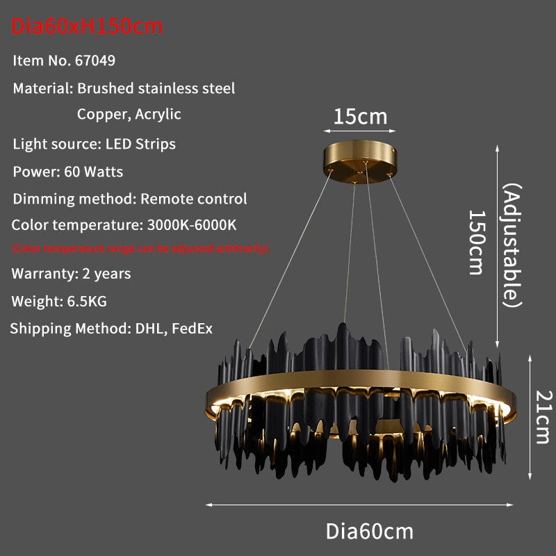 Modern LED Black Chandelier