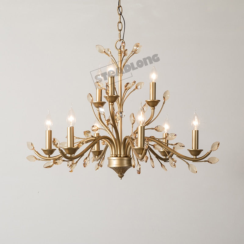 Modern Crystal Branche Chandelier - Brass