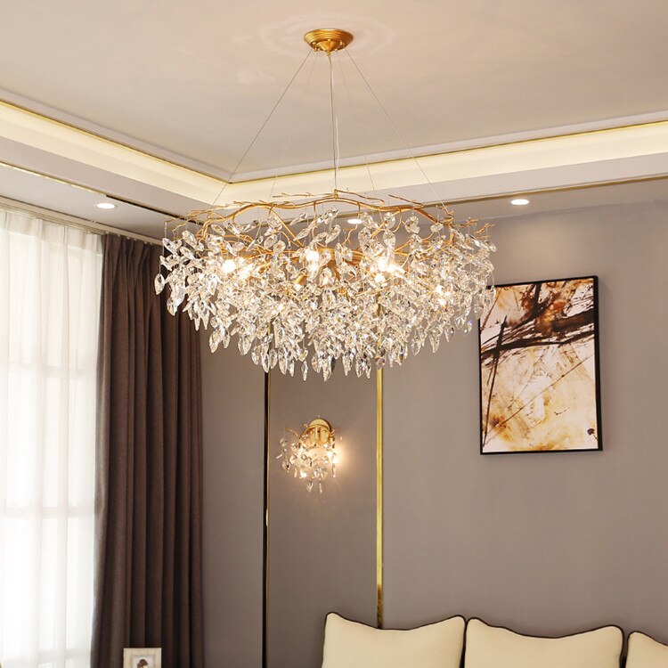 Modern Luxury Gold Crystal Art Decor Hanging Chandelier