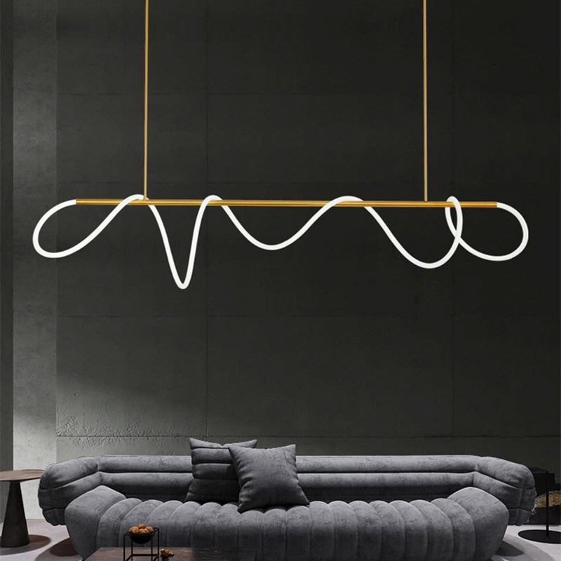 Modern Long Hose Led Chandelier - Brass