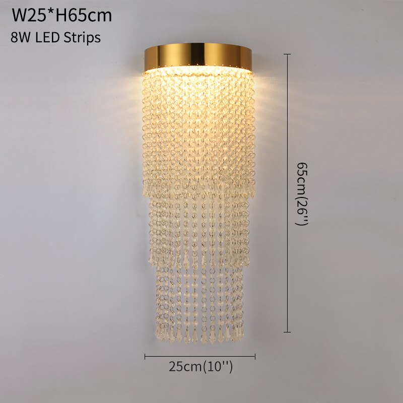 Modern Creative Gold Crystal Bedside Wall Lamp Led Bedroom Light Wall Scones Indoor Crystal Lustre