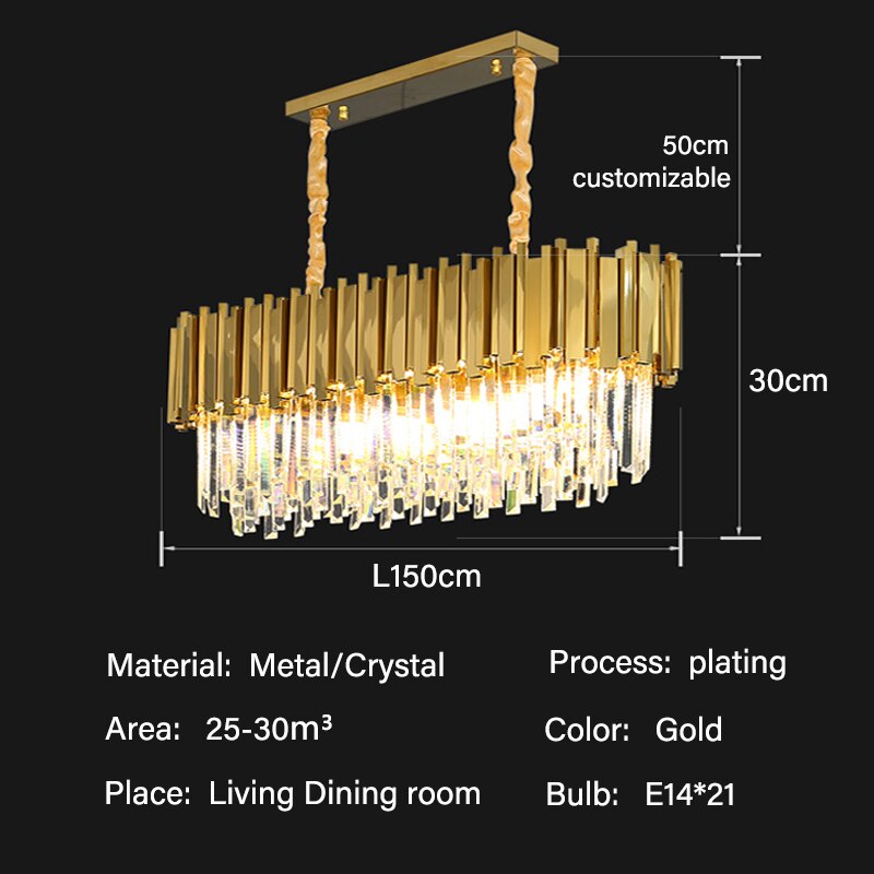 Modern Line Luxury Gold Crystal Lustre