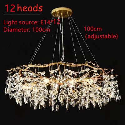 Modern Luxury Gold Crystal Art Decor Hanging Chandelier