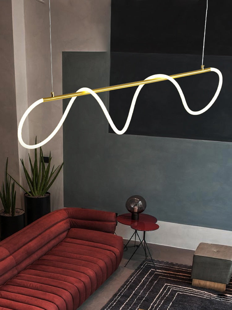 Modern Long Hose Led Chandelier - Brass