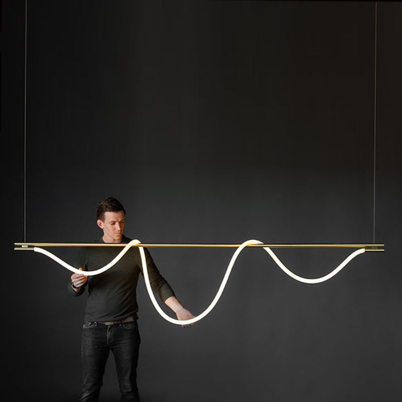 Modern Long Hose Led Chandelier - Brass