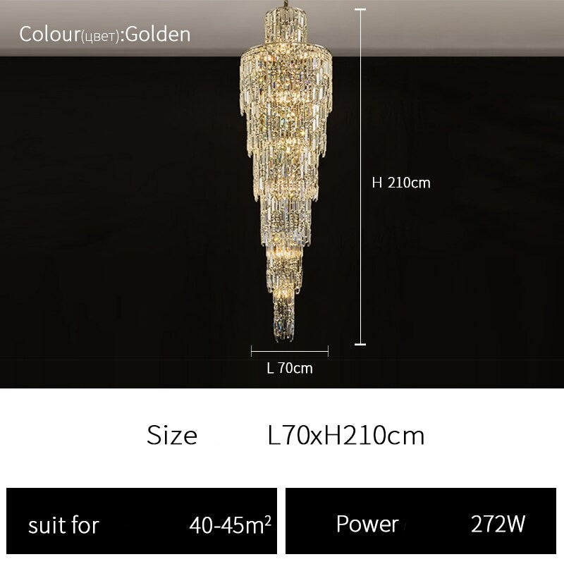 Rotating Staircase Crystal Chandelier