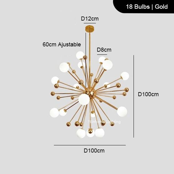 Modern Sputnik Glass Ball Chandelier