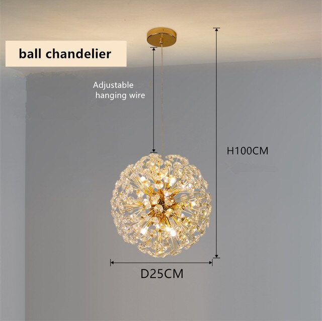 Modern Luxury Ball Crystal Hanging Light