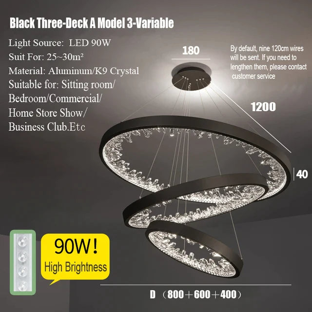 Modern Luxury Circular Black Chandelier