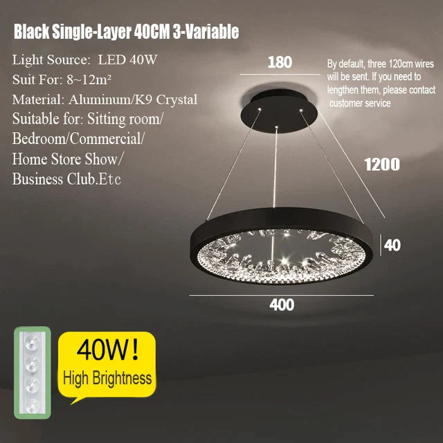 Modern Luxury Circular Black Chandelier