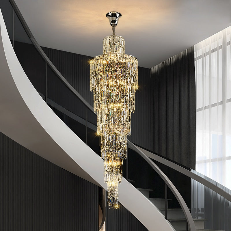 Rotating Staircase Crystal Chandelier